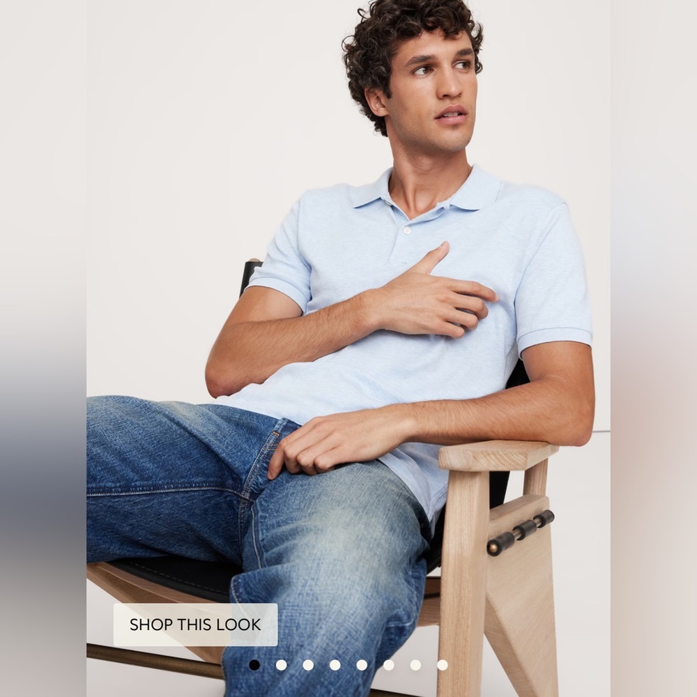 Banana Republic- Luxury-Touch Polo Crisp blue Size L